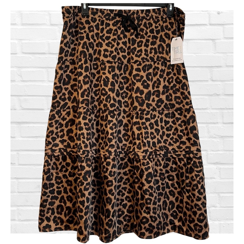 Time and Tru XXXL Animal Print A-Line Tiered Skirt Career Boho Mob Wife Bold